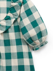 Purebaby Green Check 100% Cotton Dress with Bloomer - Image 5 of 6