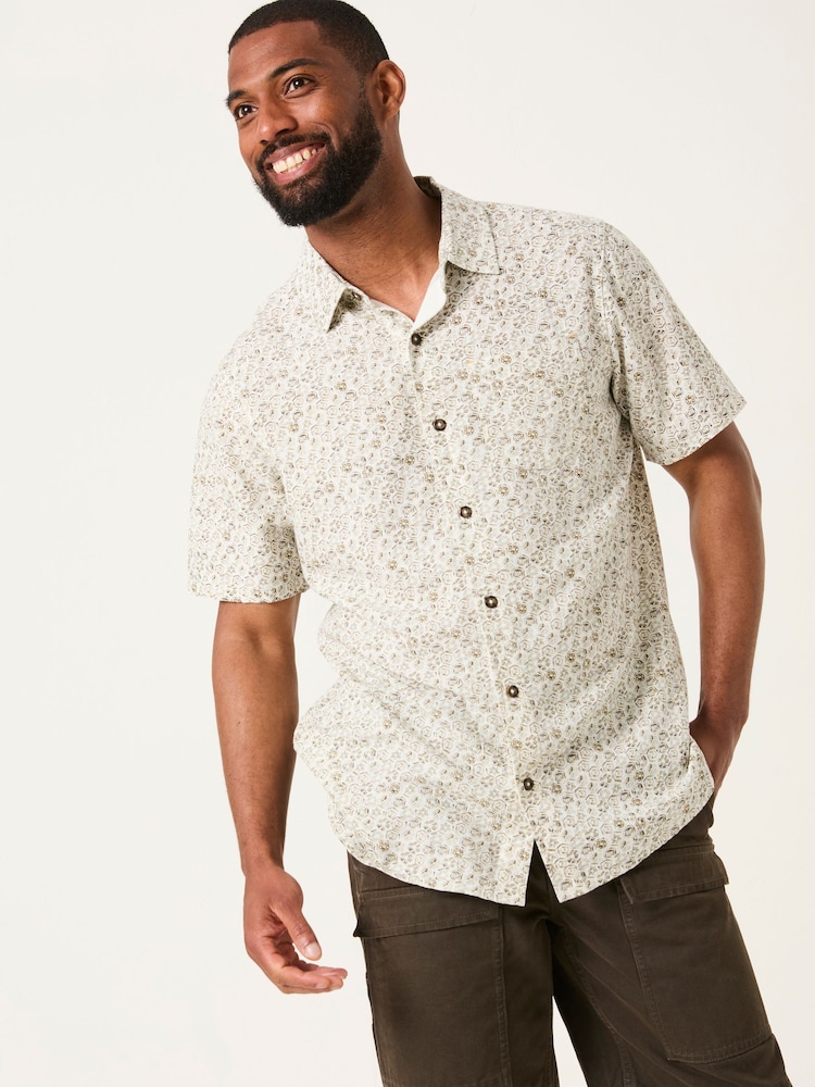 FatFace Grey Short Sleeve Beeble Geo Print Shirt - Image 2 of 2