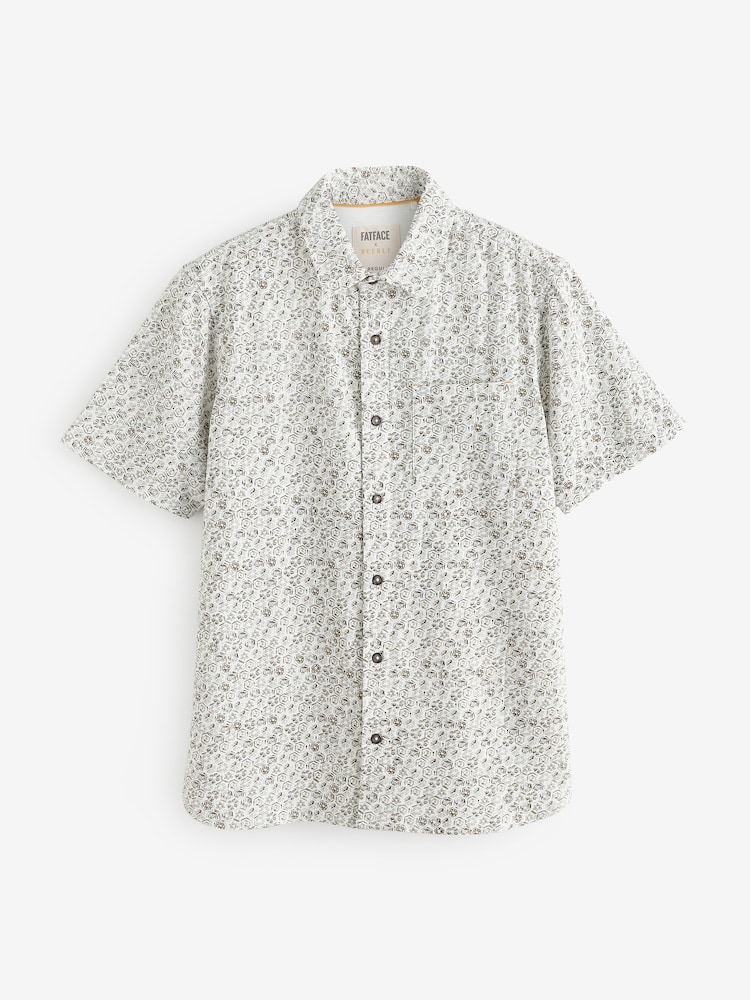 FatFace Grey Short Sleeve Beeble Geo Print Shirt - Image 6 of 6