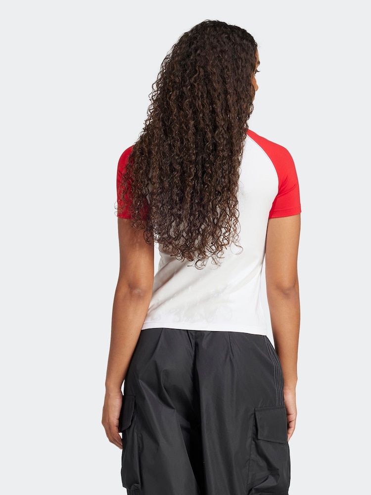 adidas originals White 3 Stripe Slim T-Shirt - Image 2 of 6