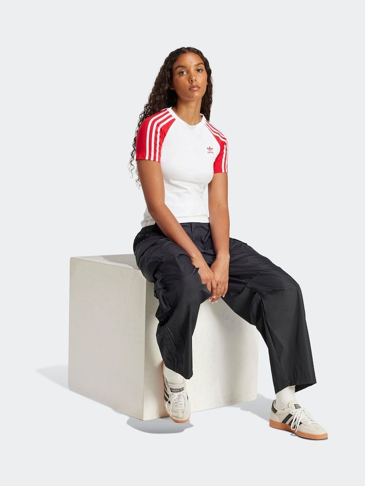 adidas originals White 3 Stripe Slim T-Shirt - Image 3 of 6