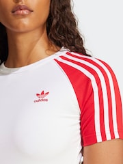 adidas originals White 3 Stripe Slim T-Shirt - Image 4 of 6