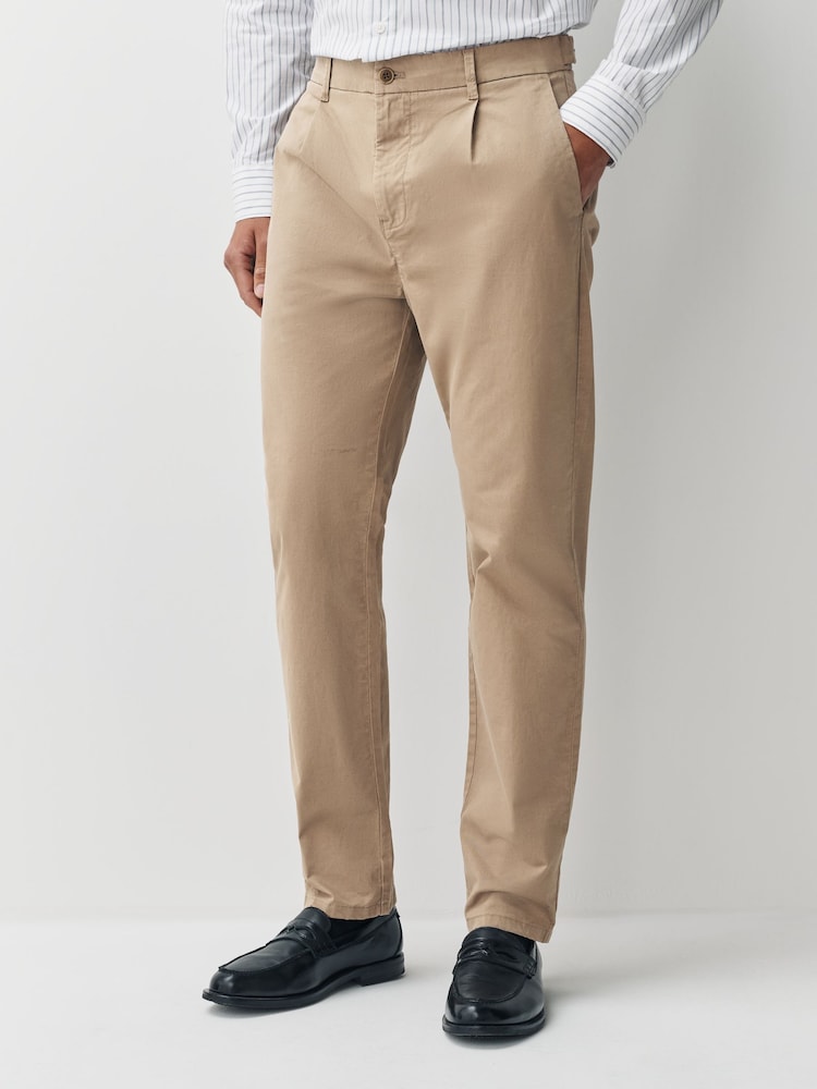 Stone Slim Fit Signature Chino Trousers With Silk - Image 1 of 10 Stone Slim Fit Signature Chino Trousers With Silk - Image 1 of 10
