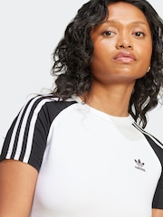 adidas originals White/Black 3 Stripe Slim T-Shirt - Image 4 of 6