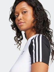 adidas originals White/Black 3 Stripe Slim T-Shirt - Image 5 of 6