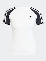 adidas originals White/Black 3 Stripe Slim T-Shirt - Image 6 of 6