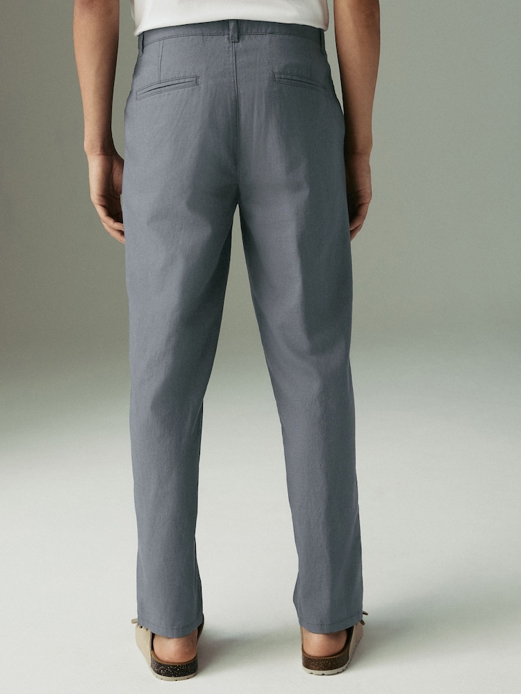 Azul pizarra - Ajuste tapered regular - Linen Cotton Chino Trousers - Imagen 2 de 9 Azul pizarra - Ajuste tapered regular - Linen Cotton Chino Trousers - Imagen 2 de 9