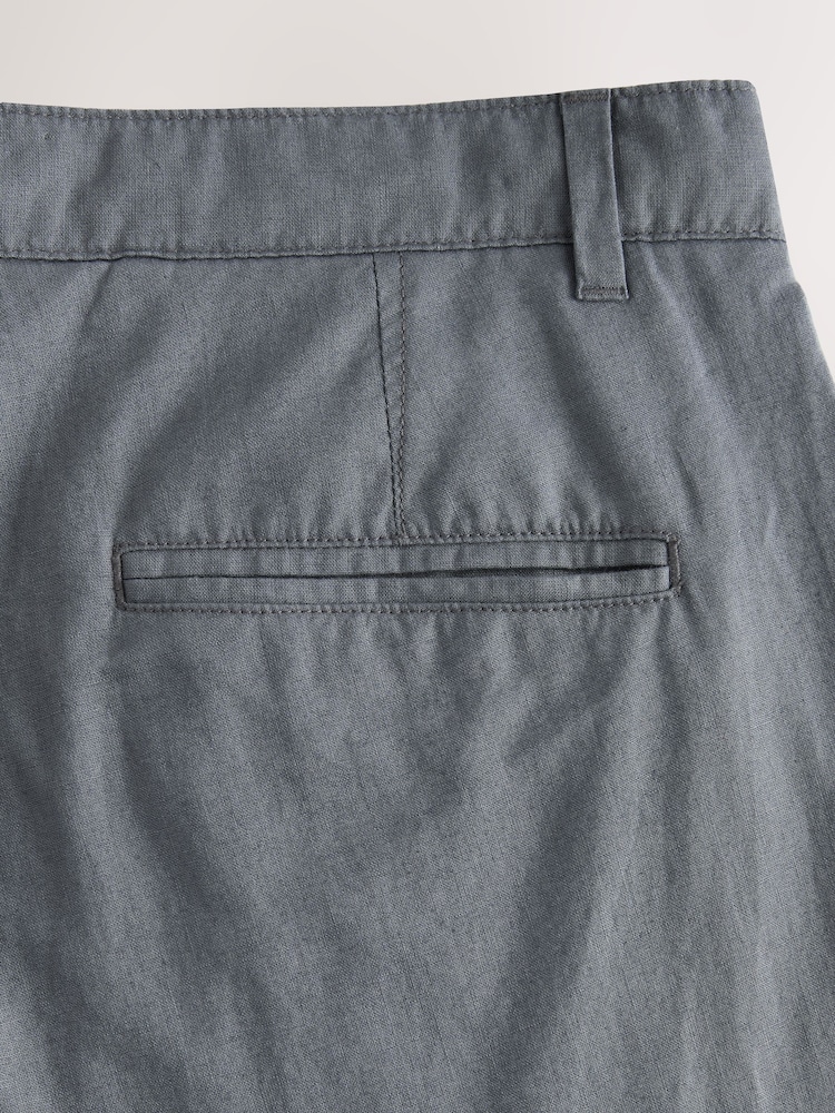 Blue Slate Regular Tapered Fit Linen Cotton Chino Trousers - Image 8 of 9