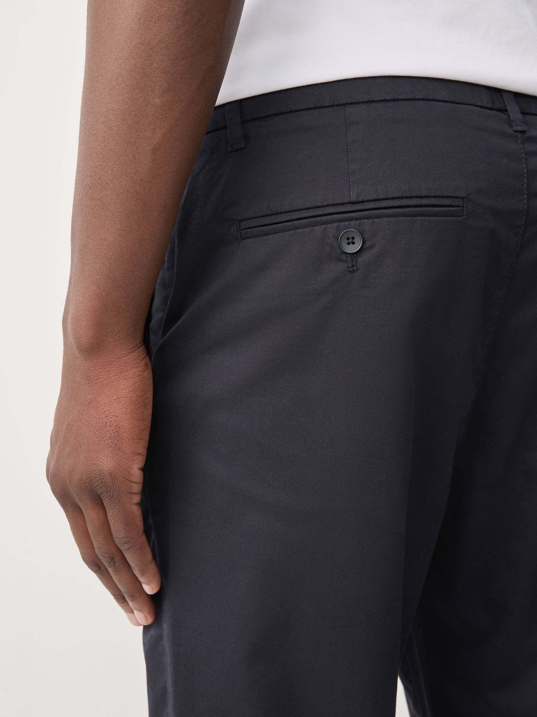Buy Navy Slim Fit Lightweight Pleated Stretch Chino Trousers from
