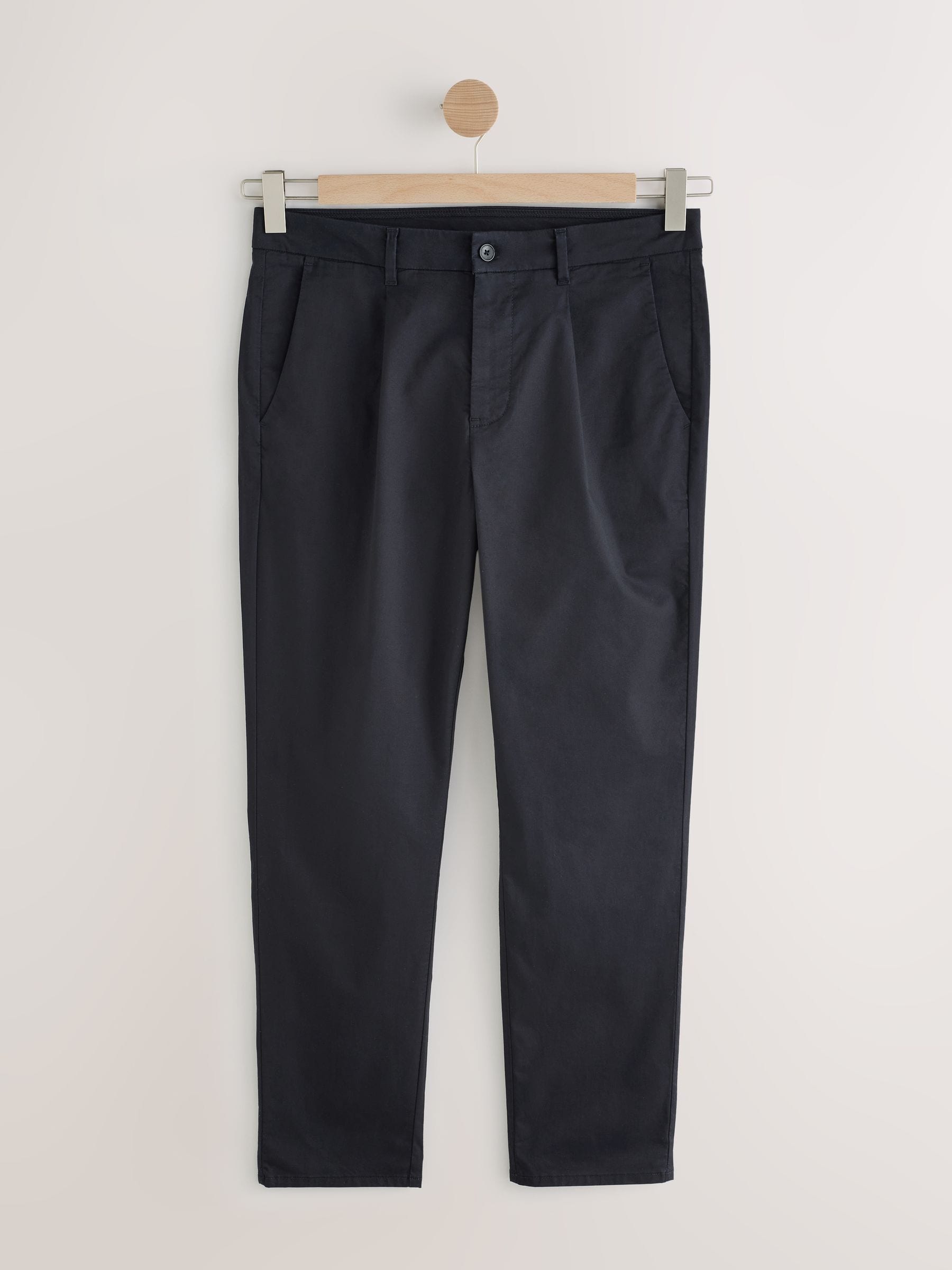 Buy Navy Slim Fit Lightweight Pleated Stretch Chino Trousers from