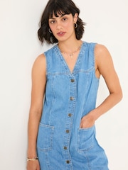 FatFace Denim 100% Cotton Shift Dress - Imagen 4 de 6