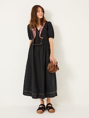 FatFace Black Remi Midi Dress - Image 1 of 5