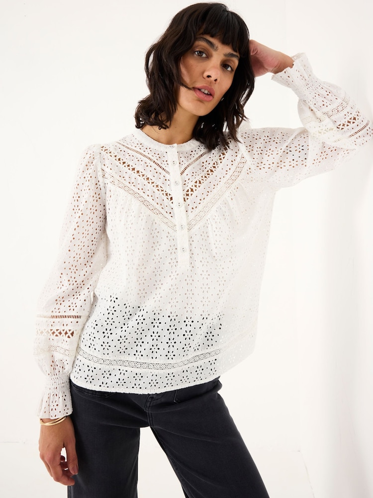FatFace Ivory Bea Broderie Top - Image 1 of 10