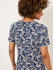 FatFace Simone Blue Paisley Short Sleeve Jersey Dress - Image 3 of 10