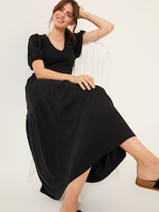 FatFace Danielle Black Detail Floral Midi Dress - Image 3 of 5