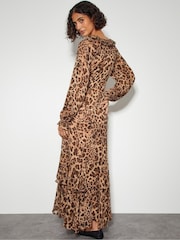 Monsoon Brown Rowena Leopard Print Ruffle Dress - Image 5 of 7