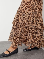 Monsoon Brown Rowena Leopard Print Ruffle Dress - Image 6 of 7