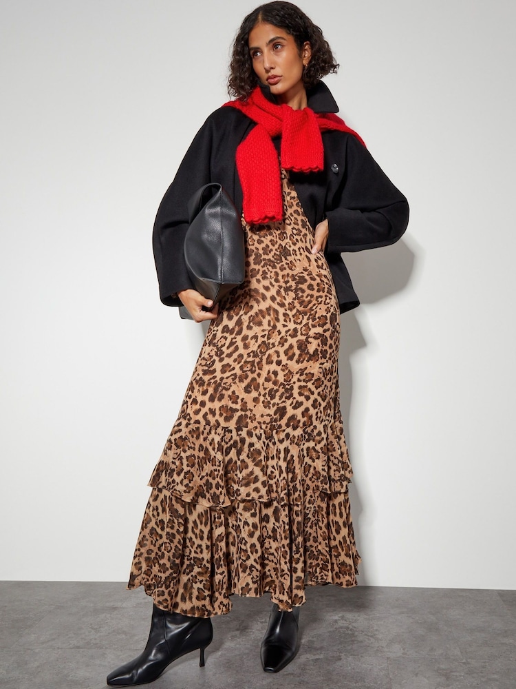 Monsoon Brown Rowena Leopard Print Ruffle Dress - Image 7 of 7