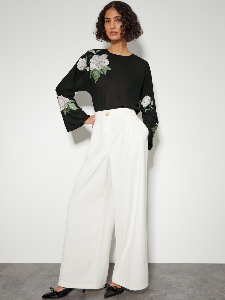 Monsoon Black Ariah Floral Satin Blouse - Image 2 of 4