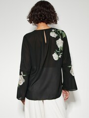 Monsoon Black Ariah Floral Satin Blouse - Image 3 of 4