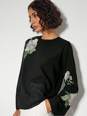 Monsoon Black Ariah Floral Satin Blouse - Image 4 of 4