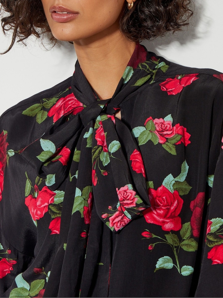 Monsoon Black Deven Rose Print Blouse - Image 2 of 4
