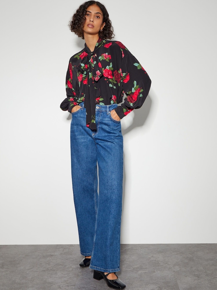 Monsoon Black Deven Rose Print Blouse - Image 4 of 4