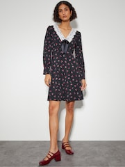 Monsoon Black Dion Lace Collar Jersey Dress - Image 2 of 6