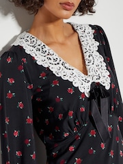 Monsoon Black Dion Lace Collar Jersey Dress - Image 3 of 6