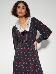 Monsoon Black Dion Lace Collar Jersey Dress - Image 5 of 6