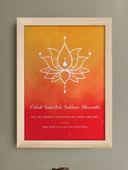 Personalised Diwali Lotus Framed Print by Treat Republic - Image 1 of 3