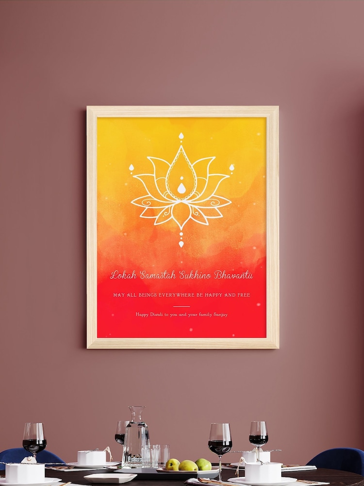 Personalised Diwali Lotus Framed Print by Treat Republic - Image 2 of 3