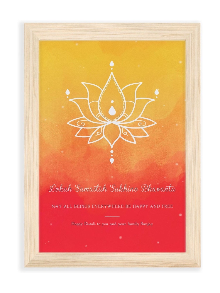 Personalised Diwali Lotus Framed Print by Treat Republic - Image 3 of 3