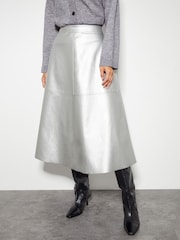 Monsoon Silver Pippa Faux Leather Skirt - Image 1 of 4