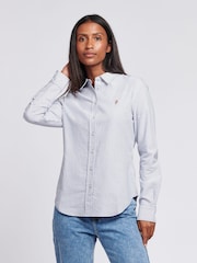 U.S. Polo Assn. Blue Womens Classic Fit 100% Cotton Stripe Oxford Shirt - Image 1 of 6