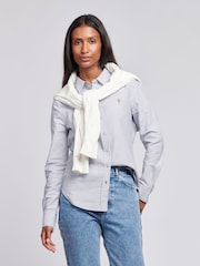 U.S. Polo Assn. Blue Womens Classic Fit 100% Cotton Stripe Oxford Shirt - Image 3 of 6