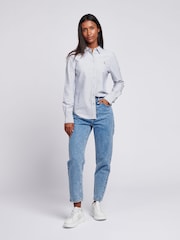 U.S. Polo Assn. Blue Womens Classic Fit 100% Cotton Stripe Oxford Shirt - Image 4 of 6