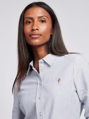 U.S. Polo Assn. Blue Womens Classic Fit 100% Cotton Stripe Oxford Shirt - Image 6 of 6