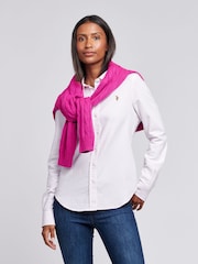U.S. Polo Assn. Pink Womens Classic Fit 100% Cotton Stripe Oxford Shirt - Image 5 of 5