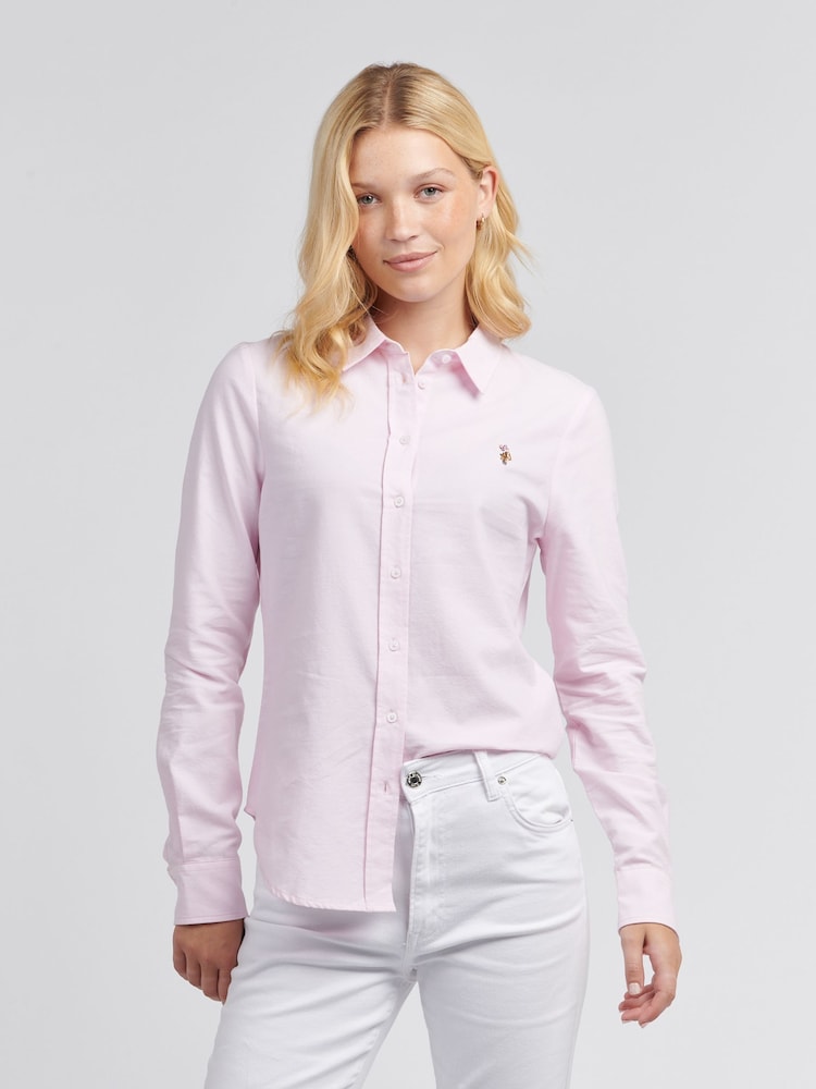 U.S. Polo Assn Pink U.S. Polo Assn. Womens Pink 100% Cotton Classic Fit Oxford Shirt - Image 1 of 8