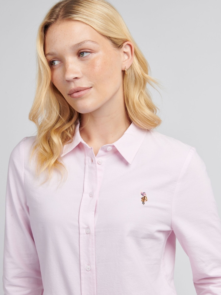 U.S. Polo Assn Pink U.S. Polo Assn. Womens Pink 100% Cotton Classic Fit Oxford Shirt - Image 2 of 8