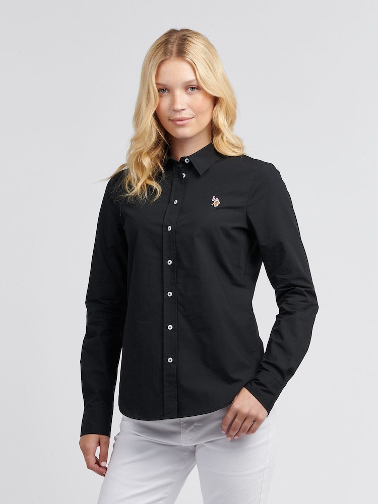 U.S. Polo Assn. Black Womens Classic Fit Poplin 100% Cotton Shirt - Image 1 of 9