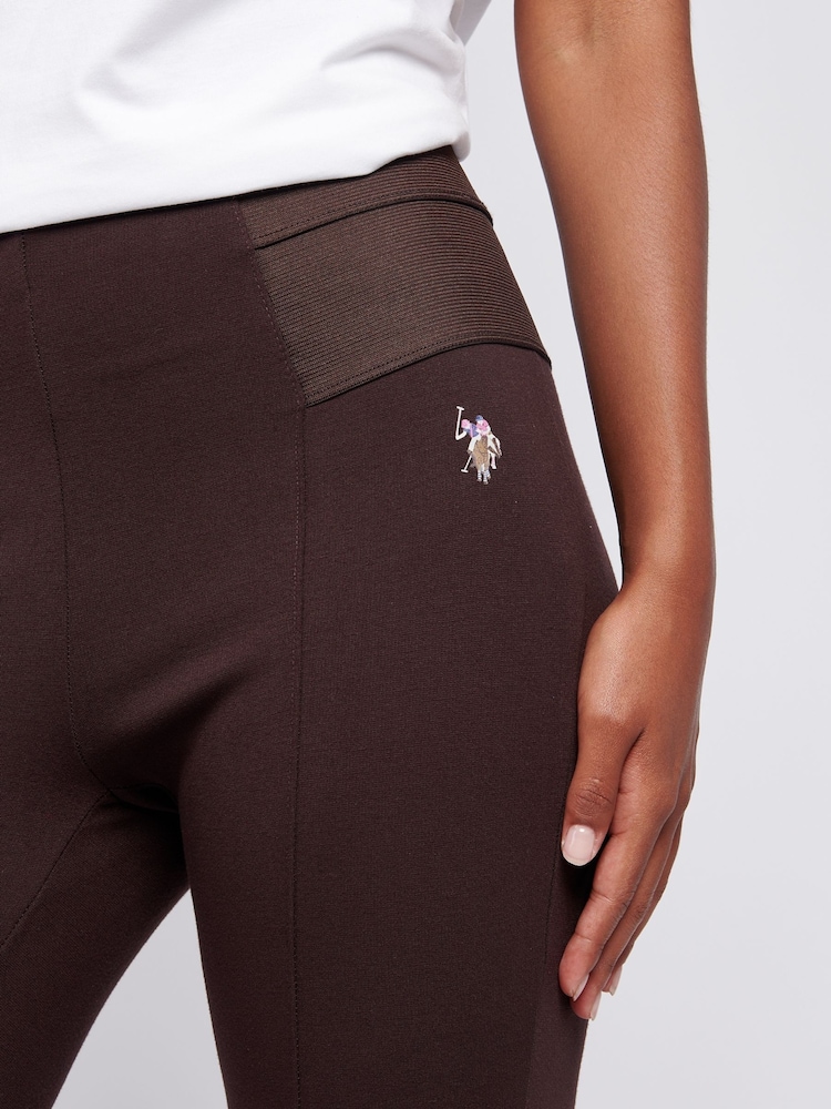 U.S. Polo Assn. Brown Womens Elastic Waistband Leggings - Image 2 of 8