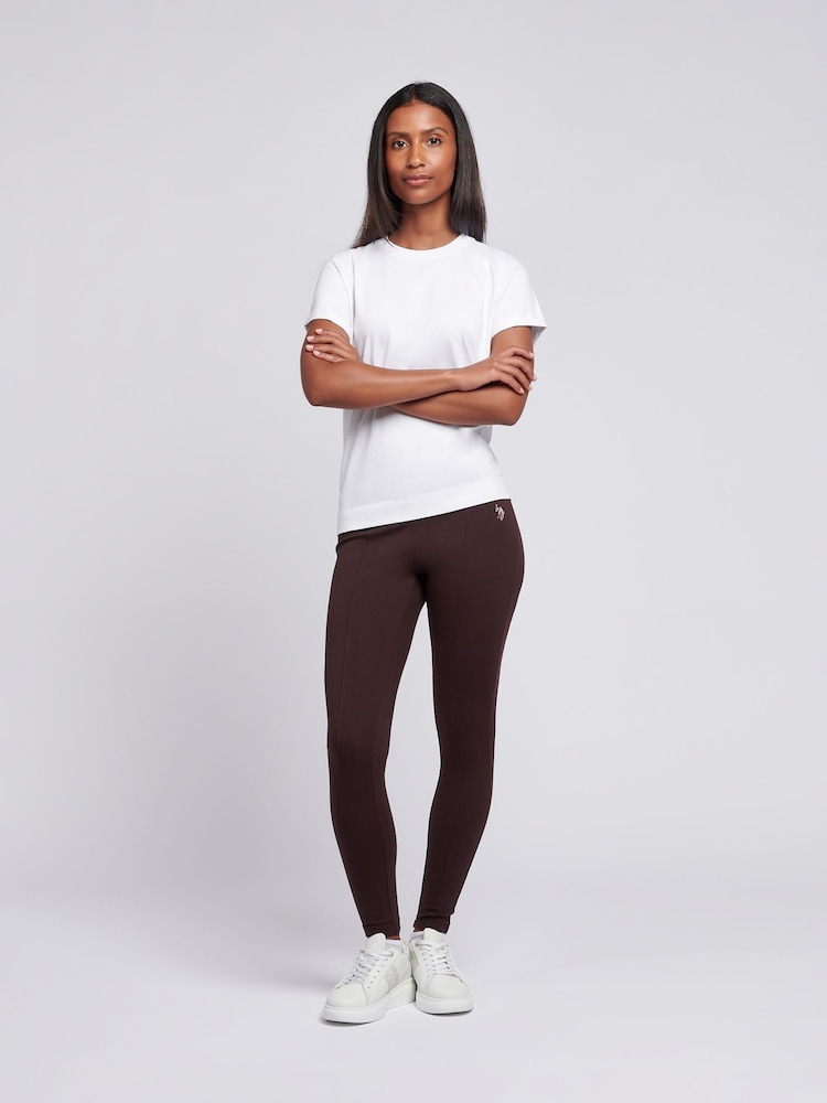 U.S. Polo Assn. Brown Womens Elastic Waistband Leggings - Image 3 of 8