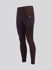 U.S. Polo Assn. Brown Womens Elastic Waistband Leggings - Image 6 of 8