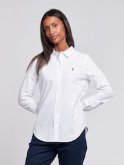 U.S. Polo Assn. White Womens Classic Fit Poplin 100% Cotton Shirt - Image 1 of 4