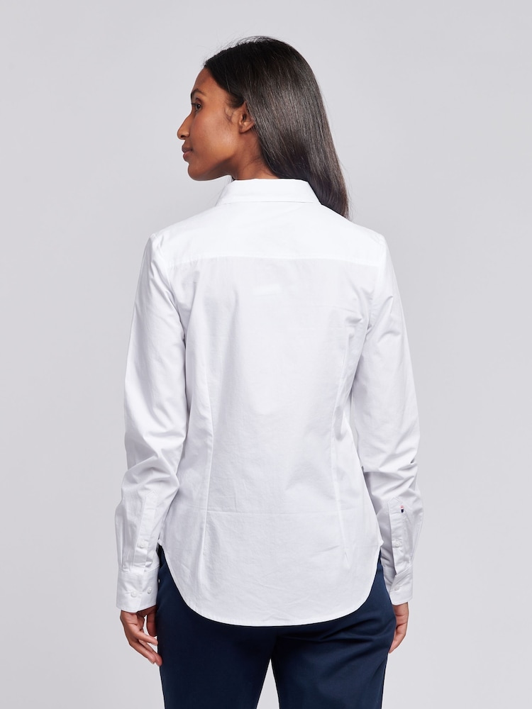 U.S. Polo Assn. White Womens Classic Fit Poplin 100% Cotton Shirt - Image 4 of 4