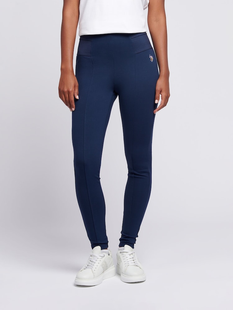 U.S. Polo Assn. Blue Womens Elastic Waistband Leggings - Image 1 of 7