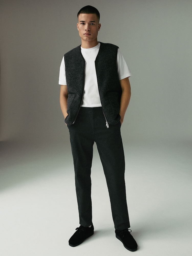 Black Regular Tapered Fit Textured Chino Trousers - Image 2 of 10