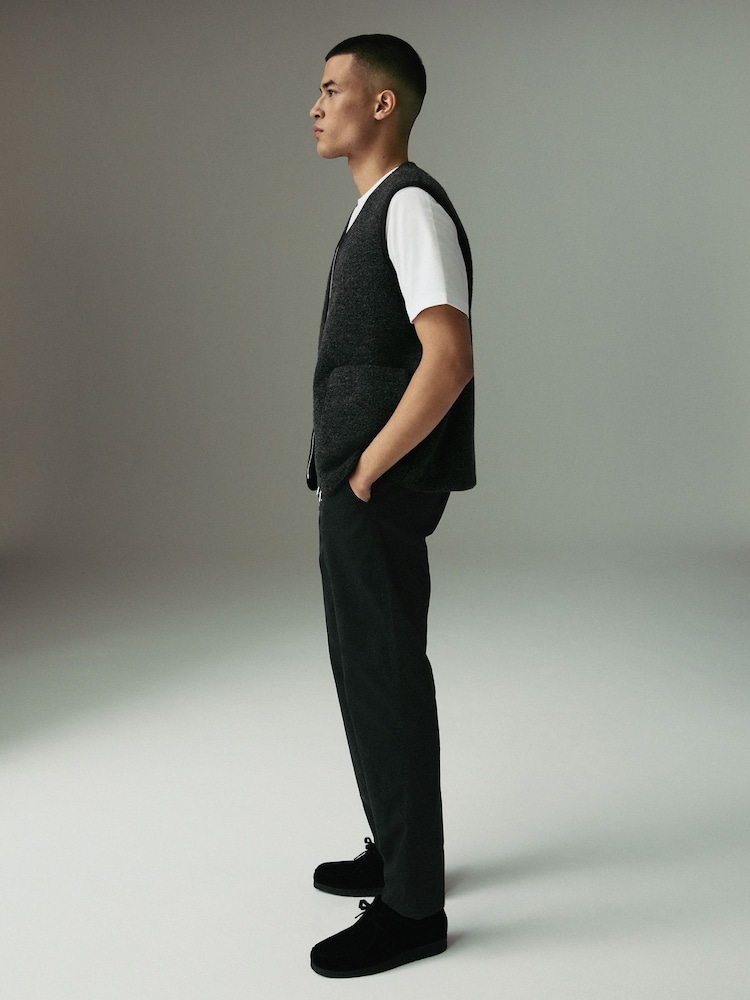 Black Regular Tapered Fit Textured Chino Trousers - Image 4 of 10